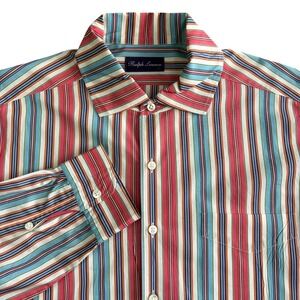 Ralph Lauren Purple Label Dress Shirt Mens L-17 Multi Stripe Spread Collar Italy